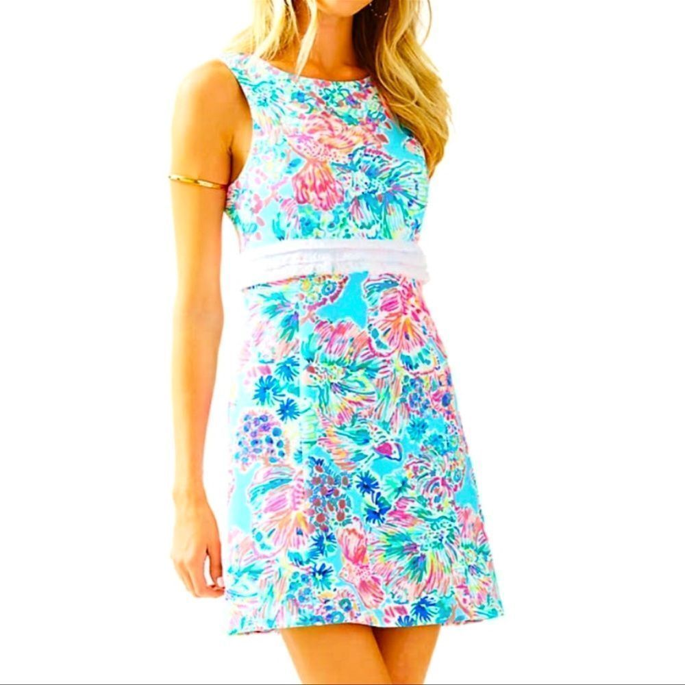 Lilly Pulitzer Aqua Multicolor Floral Sleeveless Mini Dress